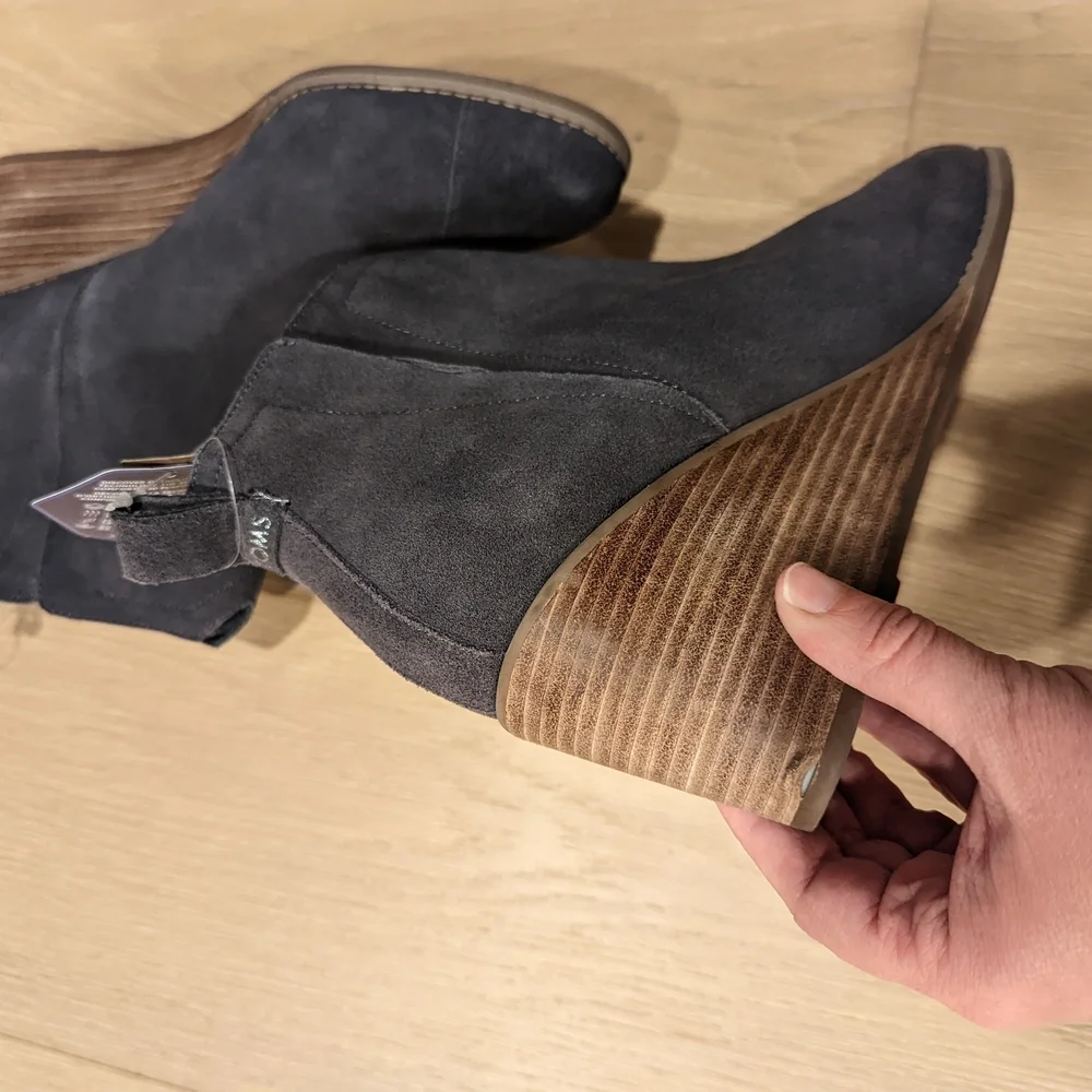 Toms Charcoal Wedge Ankle Boots